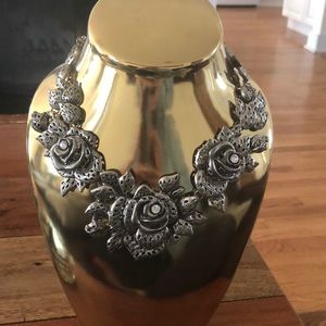 Metal Floral Bib Necklace
